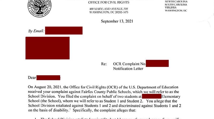 Office of Civil Rights Opens Investigation; FCPS Threatens to Call Attendance Officer if Parent Doesn’t Choose FCPS “Options”