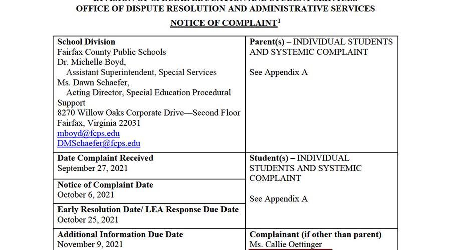 Virginia Department of Education to Investigate Fairfax County Public Schools for Systemic Privacy Violations