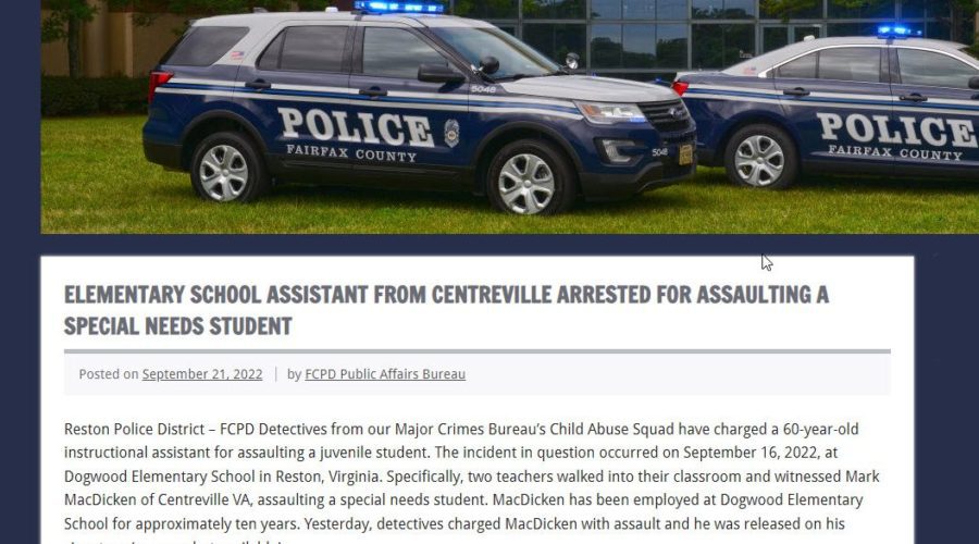 Fairfax County Teacher Assaulted Special Education Student; FCPD Seeks Information from Public